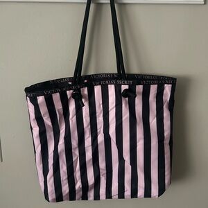Victoria's Secret Black and Pink Tote Bag